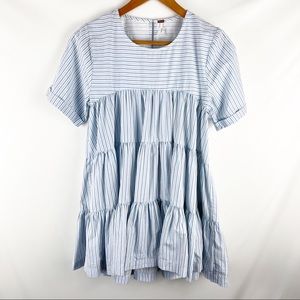 Free People ruffle mini baby doll stripes dress, S